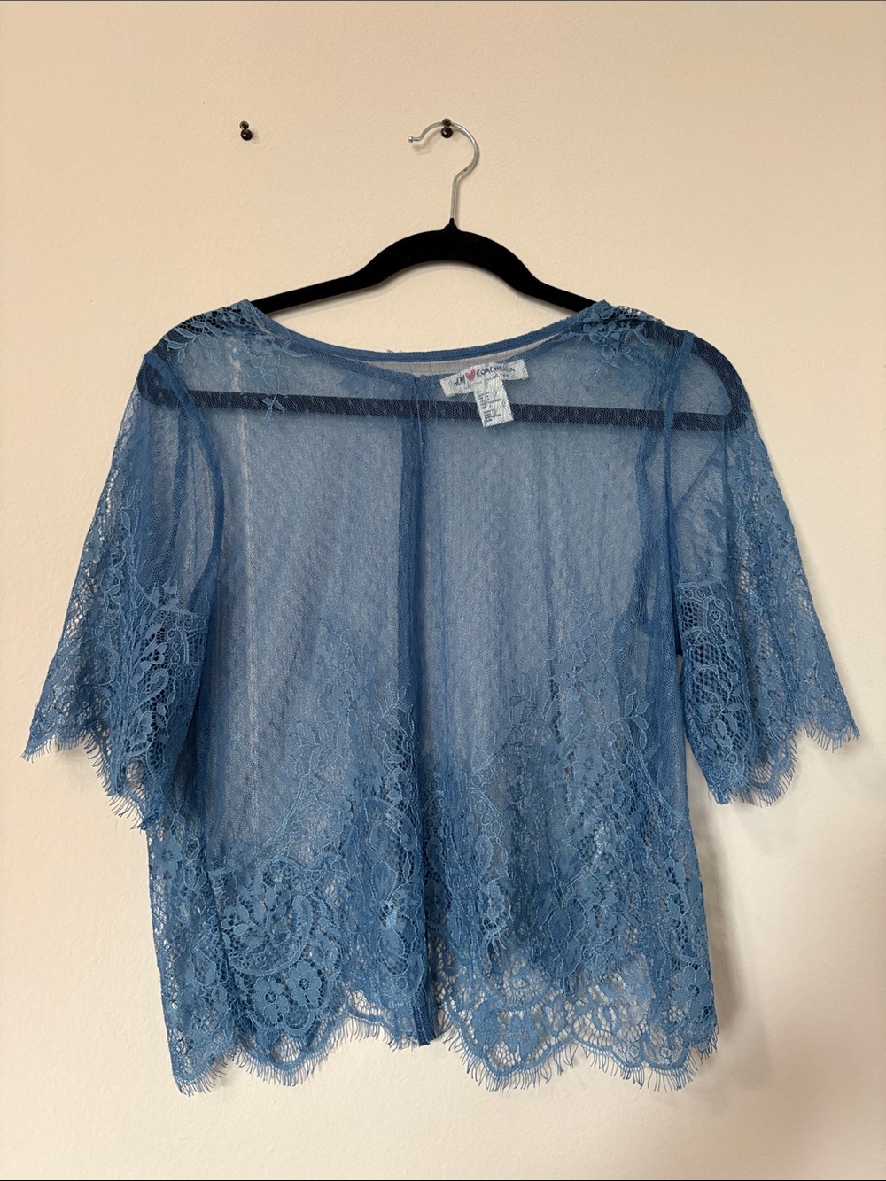 H&M Coachella Sheer Lace Top in Light Blue